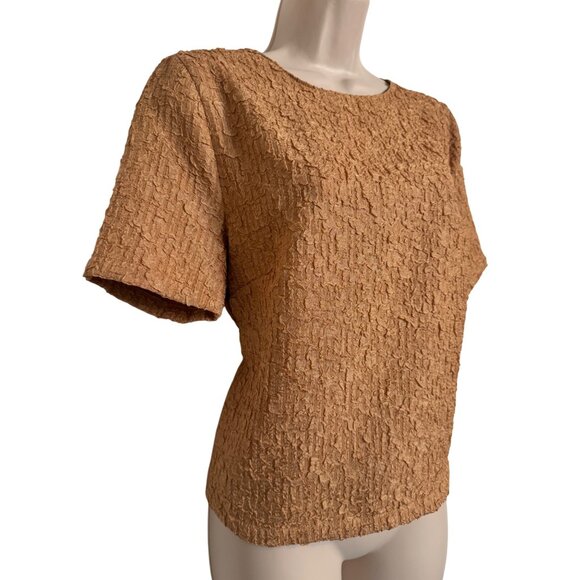 Melloday Clothing Textured Peachy Brown Size Small Blouse NWT $52 - Picture 6 of 7